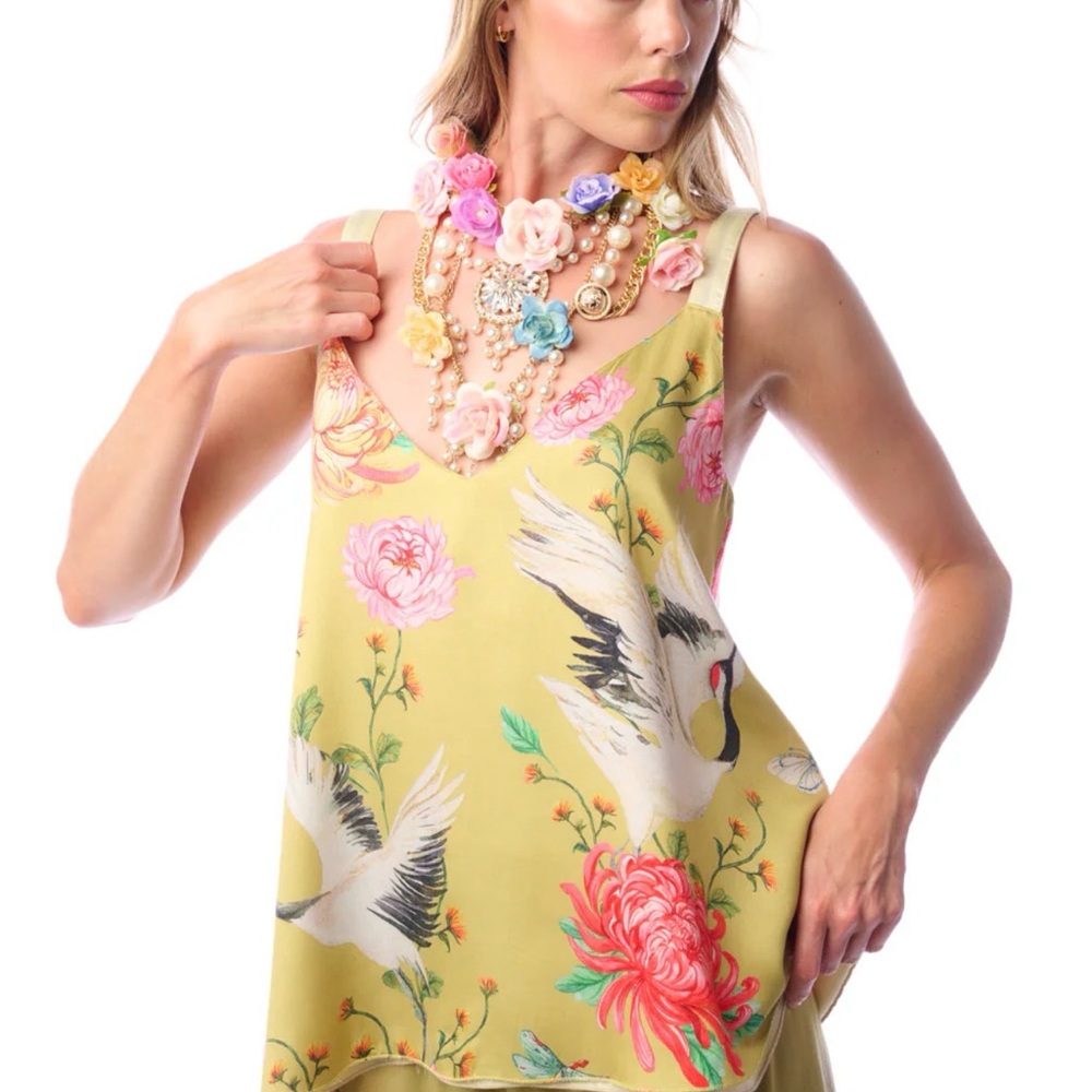 Aratta THE LEGEND OF THE CRANE Yellow Reversible Camisole NEW - Picture 5 of 10